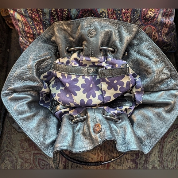 Vintage Nino Bossi Leather Convertible Bag In Grey Pewter Leather - Picture 11 of 16